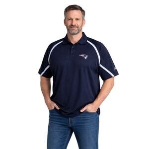 NEW ENGLAND PATRIOTS Mens Shirt Size 2XL Blue Short Sleeve Collar Reebok NFL